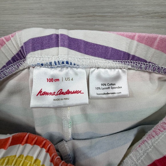 Hanna Andersson Rainbow Stripe Leggings Kids 100cm US 4 Cotton Spandex - Picture 4 of 9
